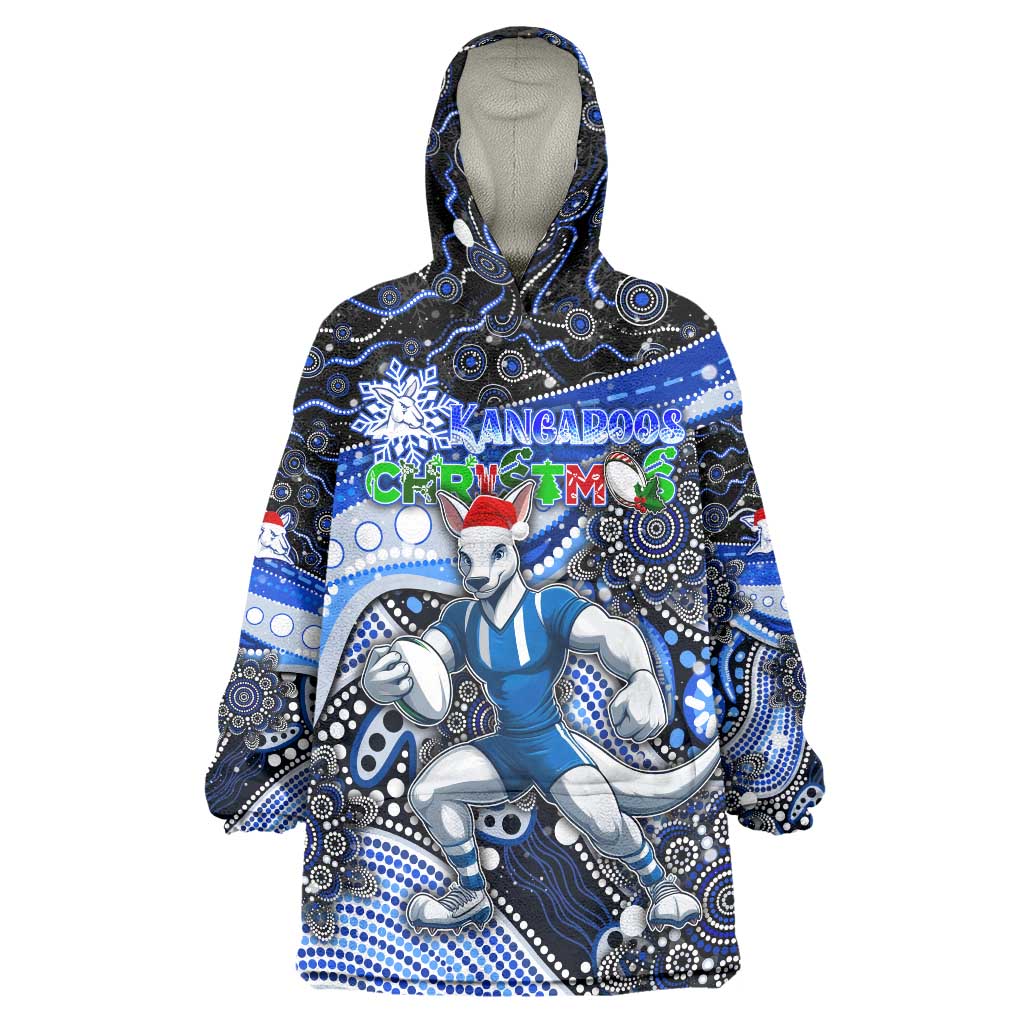 Merry Christmas AFL Kangaroos Wearable Blanket Hoodie Aboriginal Santa Football Mascot - Vibe Hoodie Shop