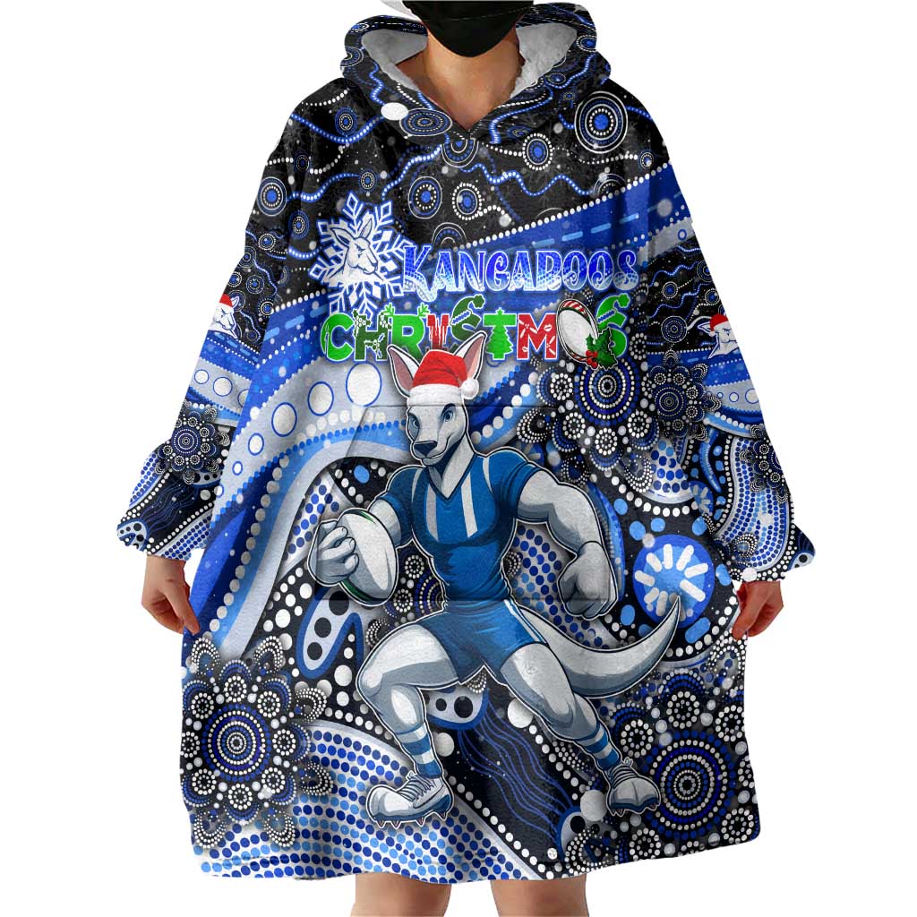 Merry Christmas AFL Kangaroos Wearable Blanket Hoodie Aboriginal Santa Football Mascot - Vibe Hoodie Shop