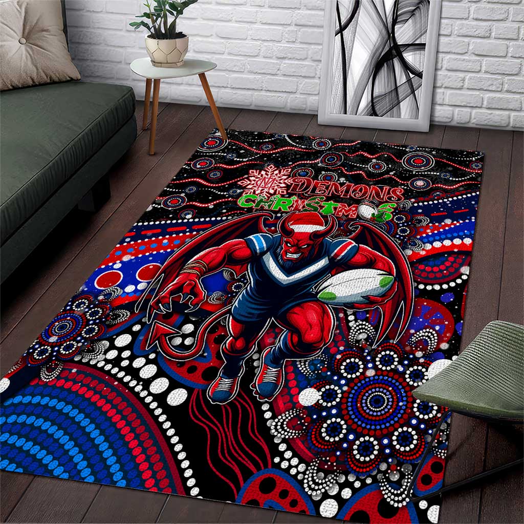 Merry Christmas AFL Demons Area Rug Aboriginal Santa Football Mascot - Vibe Hoodie Shop