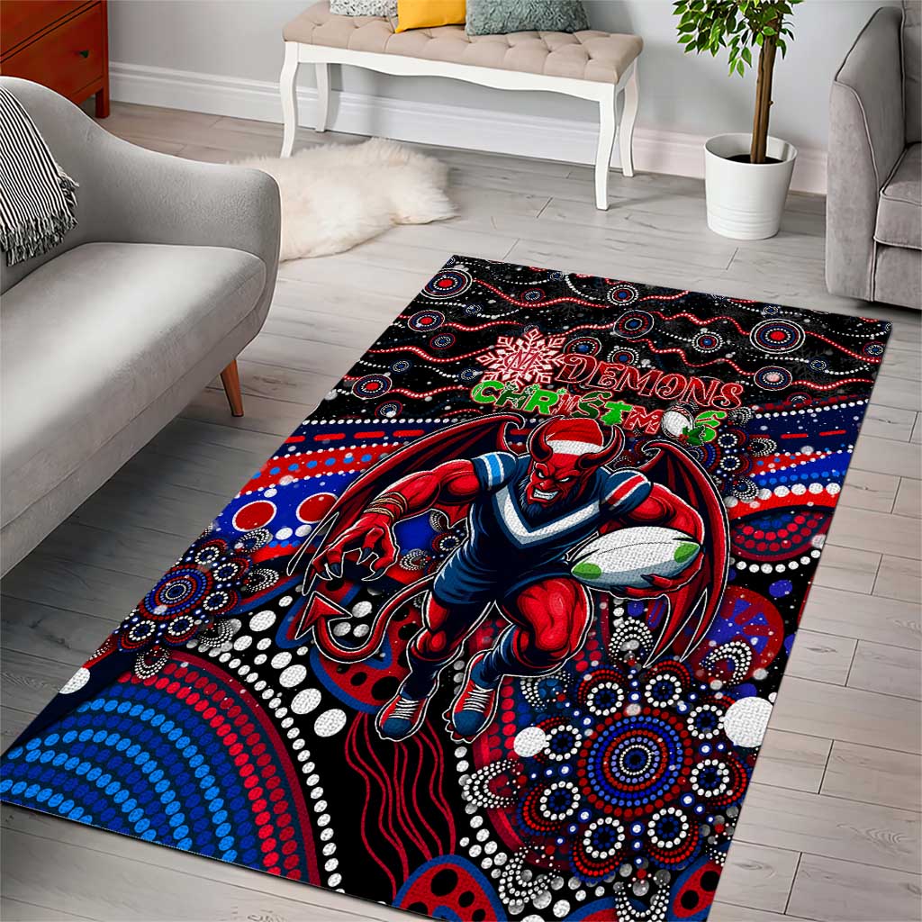 Merry Christmas AFL Demons Area Rug Aboriginal Santa Football Mascot - Vibe Hoodie Shop