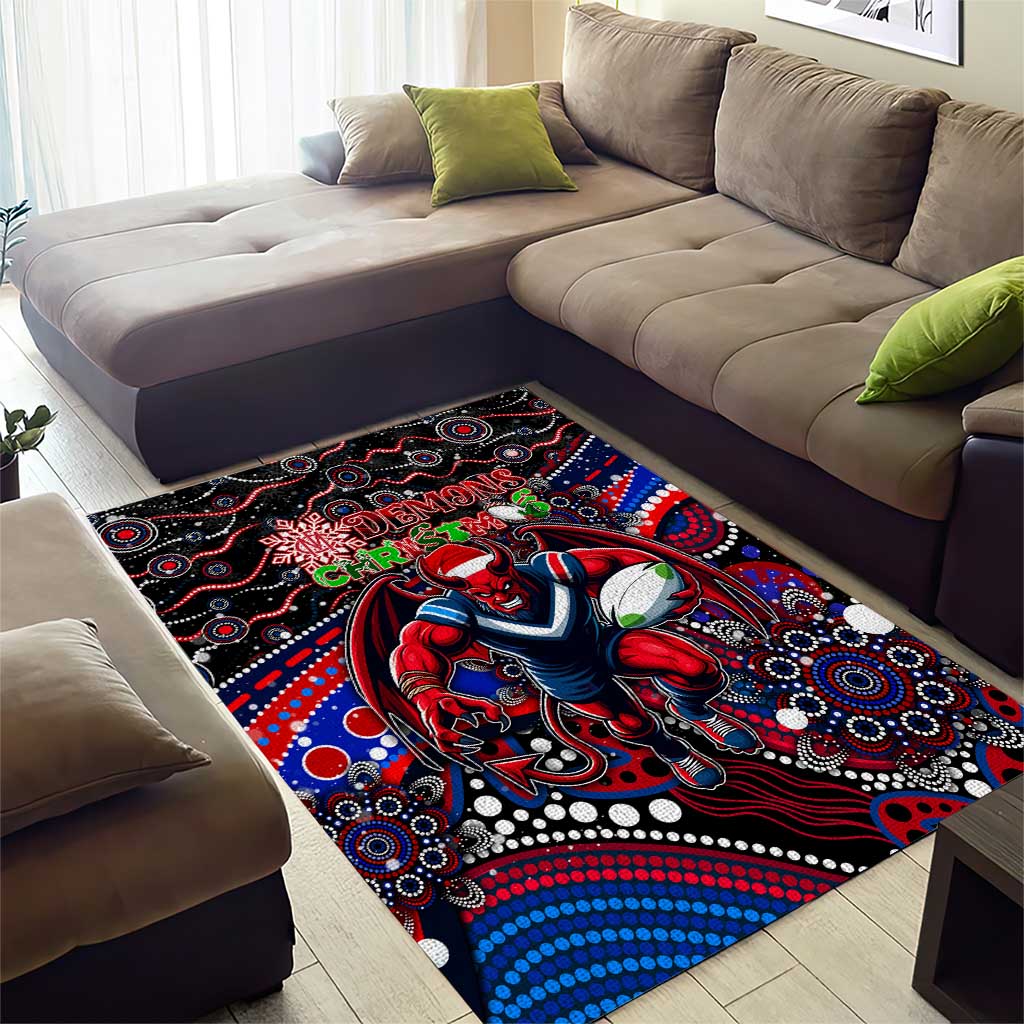 Merry Christmas AFL Demons Area Rug Aboriginal Santa Football Mascot - Vibe Hoodie Shop