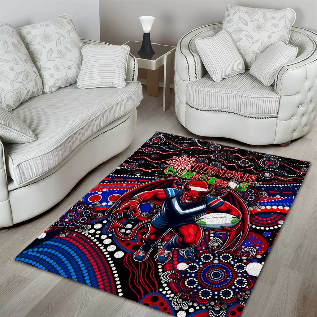 Merry Christmas AFL Demons Area Rug Aboriginal Santa Football Mascot - Vibe Hoodie Shop