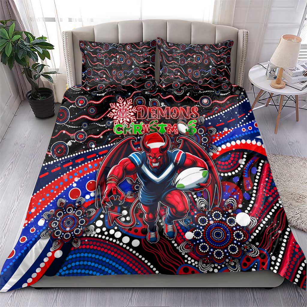 Merry Christmas AFL Demons Bedding Set Aboriginal Santa Football Mascot - Vibe Hoodie Shop