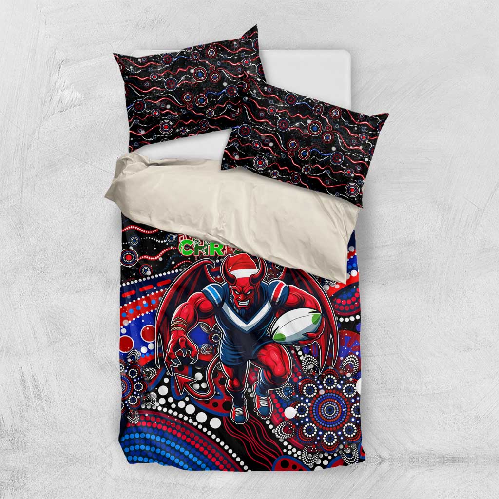 Merry Christmas AFL Demons Bedding Set Aboriginal Santa Football Mascot - Vibe Hoodie Shop