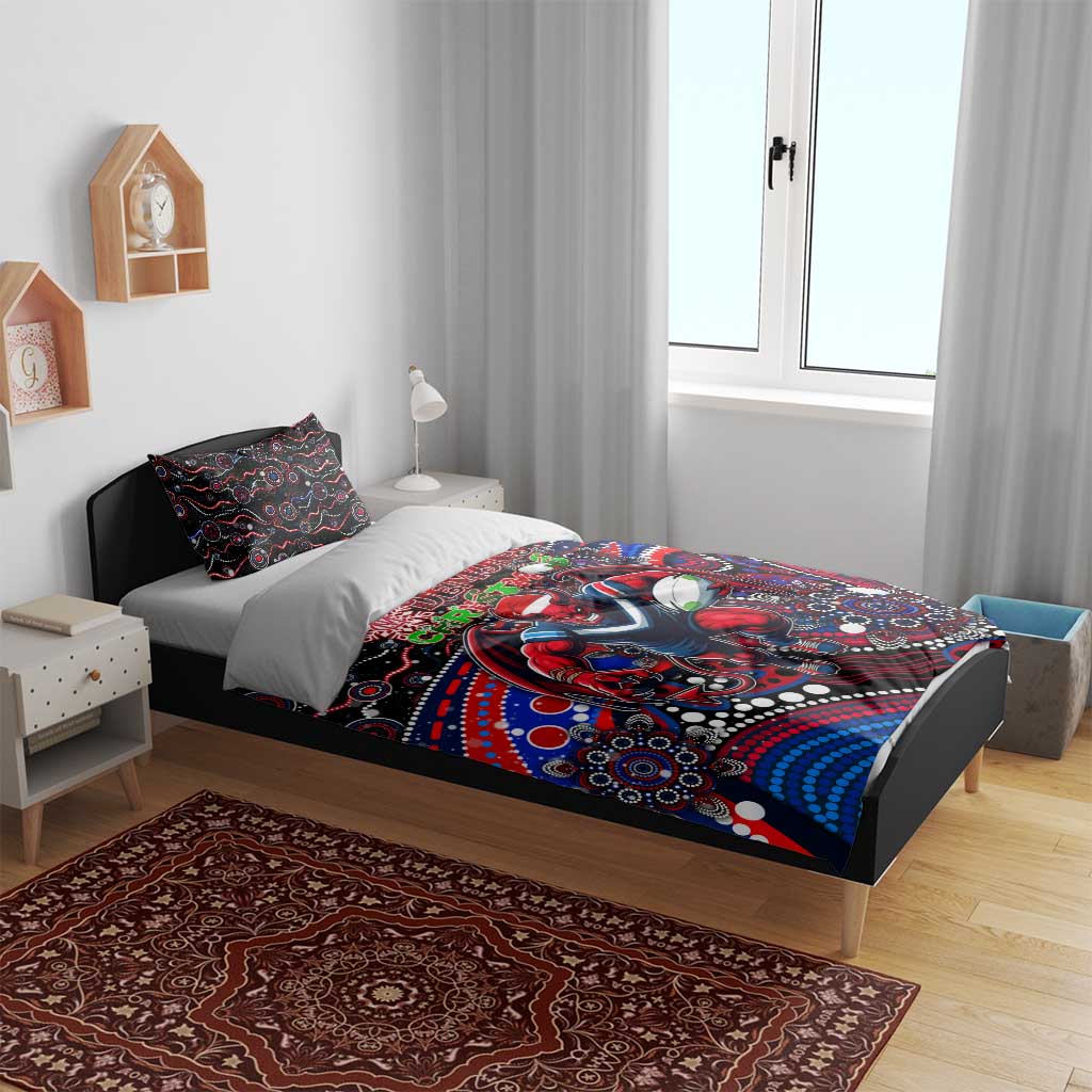 Merry Christmas AFL Demons Bedding Set Aboriginal Santa Football Mascot - Vibe Hoodie Shop