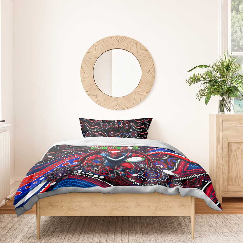 Merry Christmas AFL Demons Bedding Set Aboriginal Santa Football Mascot - Vibe Hoodie Shop