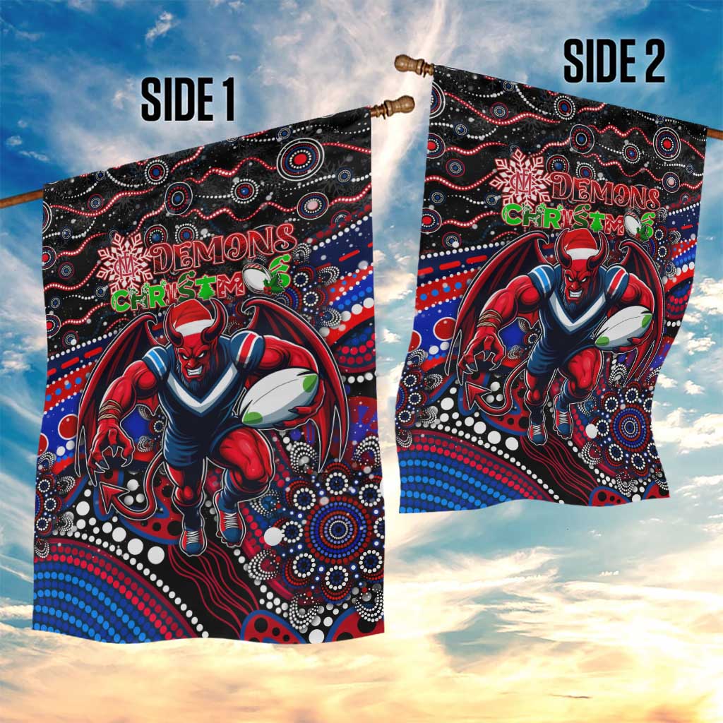 Merry Christmas AFL Demons Garden Flag Aboriginal Santa Football Mascot - Vibe Hoodie Shop