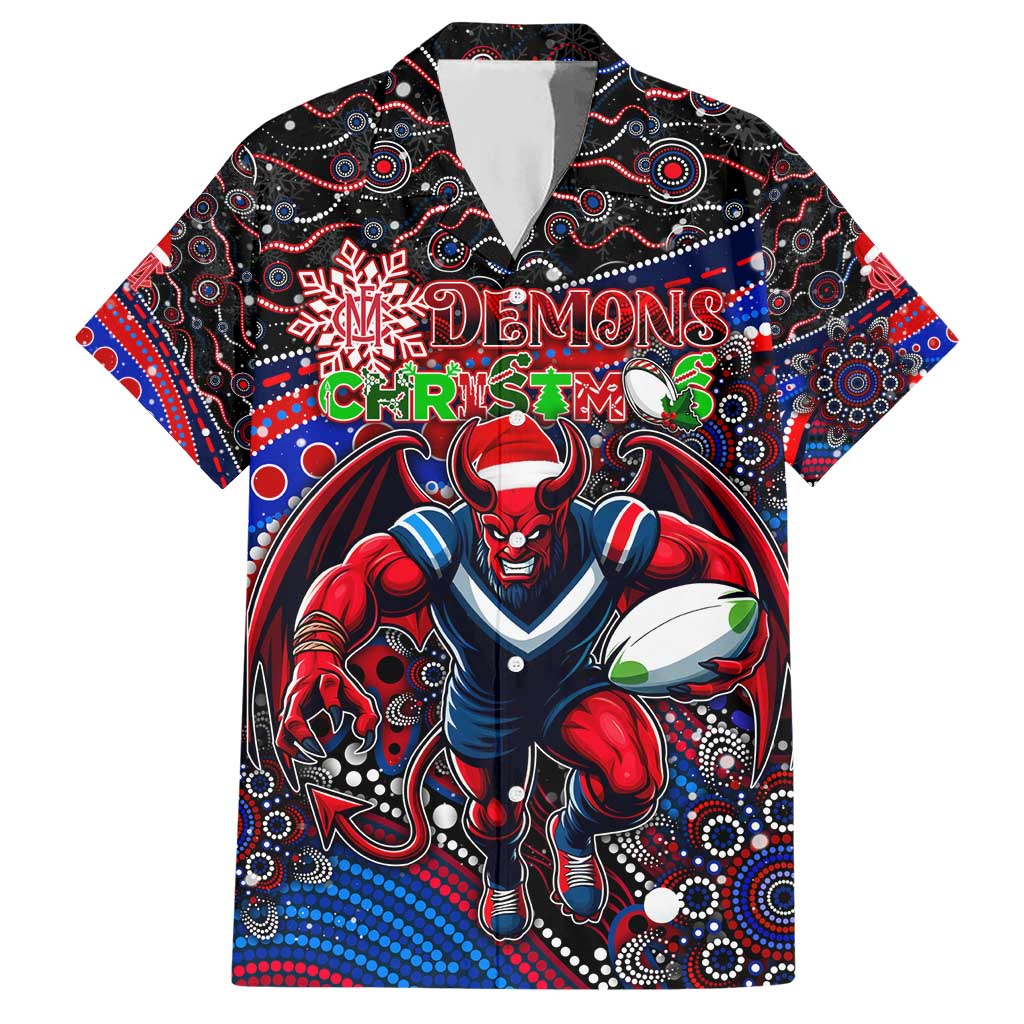 Merry Christmas AFL Demons Hawaiian Shirt Aboriginal Santa Football Mascot - Vibe Hoodie Shop