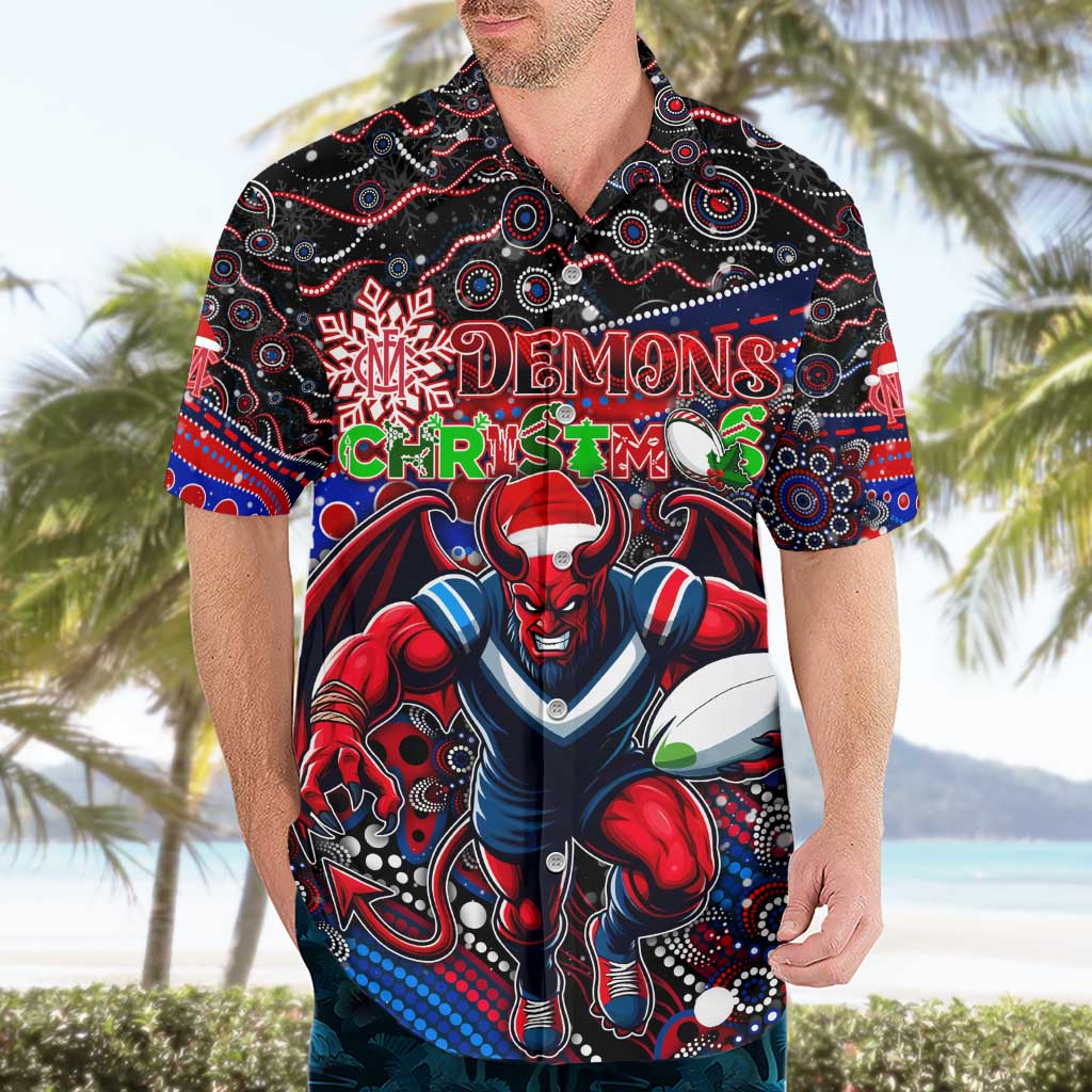 Merry Christmas AFL Demons Hawaiian Shirt Aboriginal Santa Football Mascot - Vibe Hoodie Shop