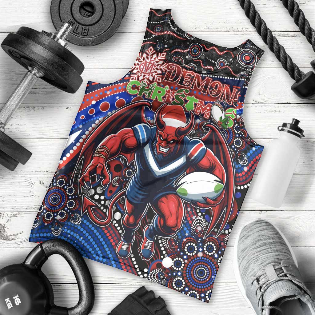 Merry Christmas AFL Demons Men Tank Top Aboriginal Santa Football Mascot - Vibe Hoodie Shop