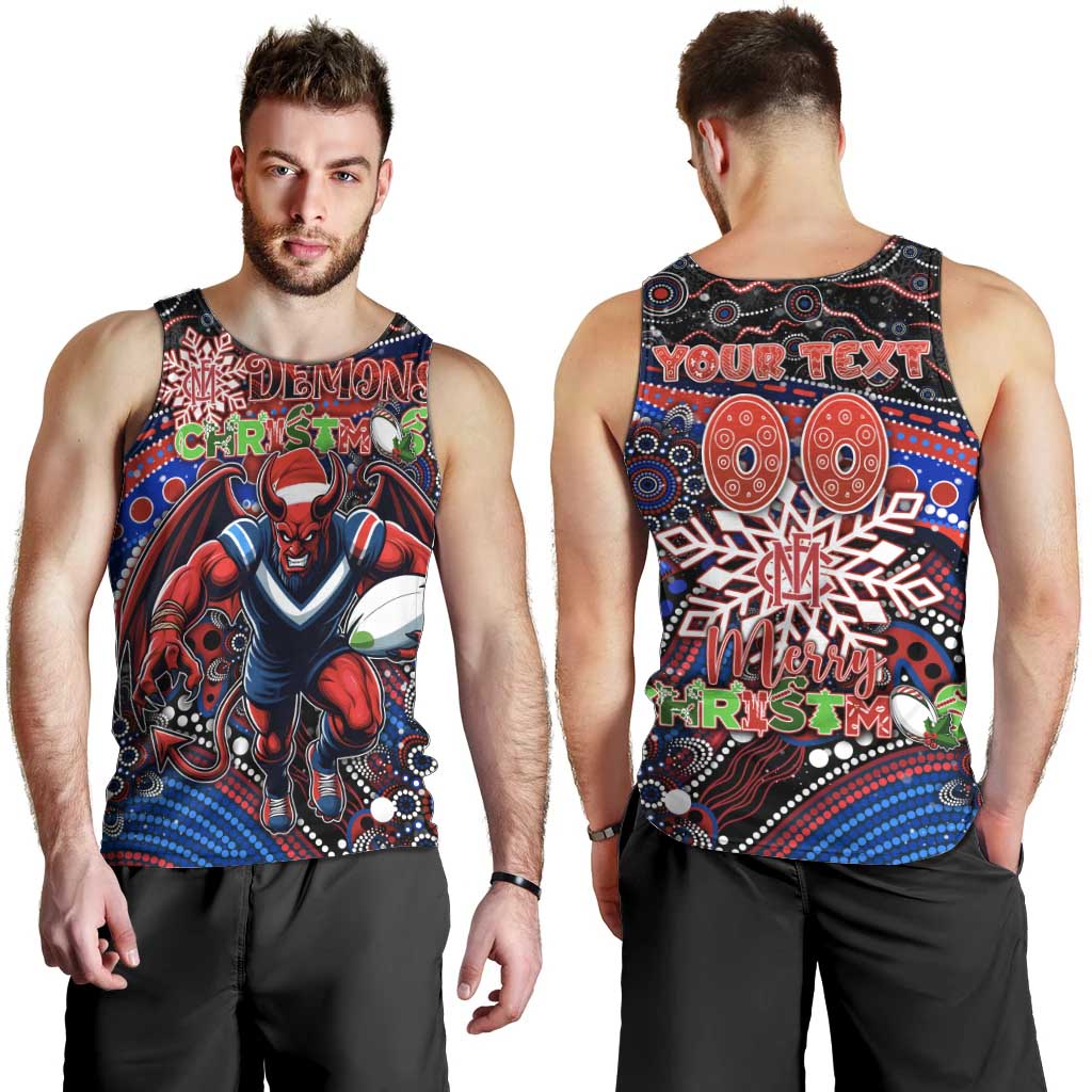 Merry Christmas AFL Demons Men Tank Top Aboriginal Santa Football Mascot - Vibe Hoodie Shop