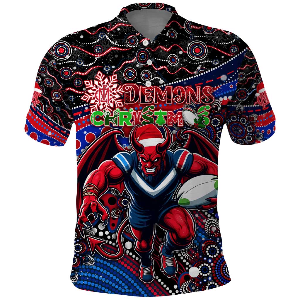 Merry Christmas AFL Demons Polo Shirt Aboriginal Santa Football Mascot - Vibe Hoodie Shop