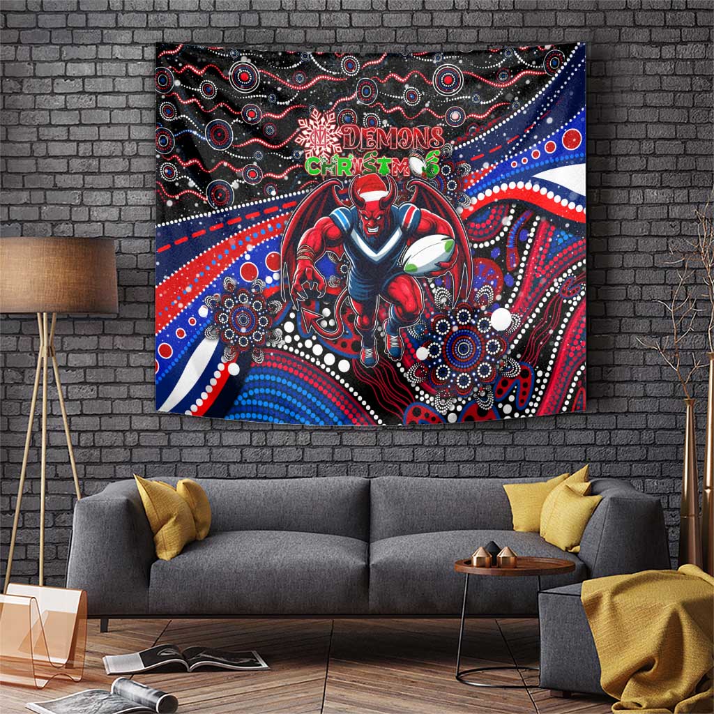 Merry Christmas AFL Demons Tapestry Aboriginal Santa Football Mascot - Vibe Hoodie Shop