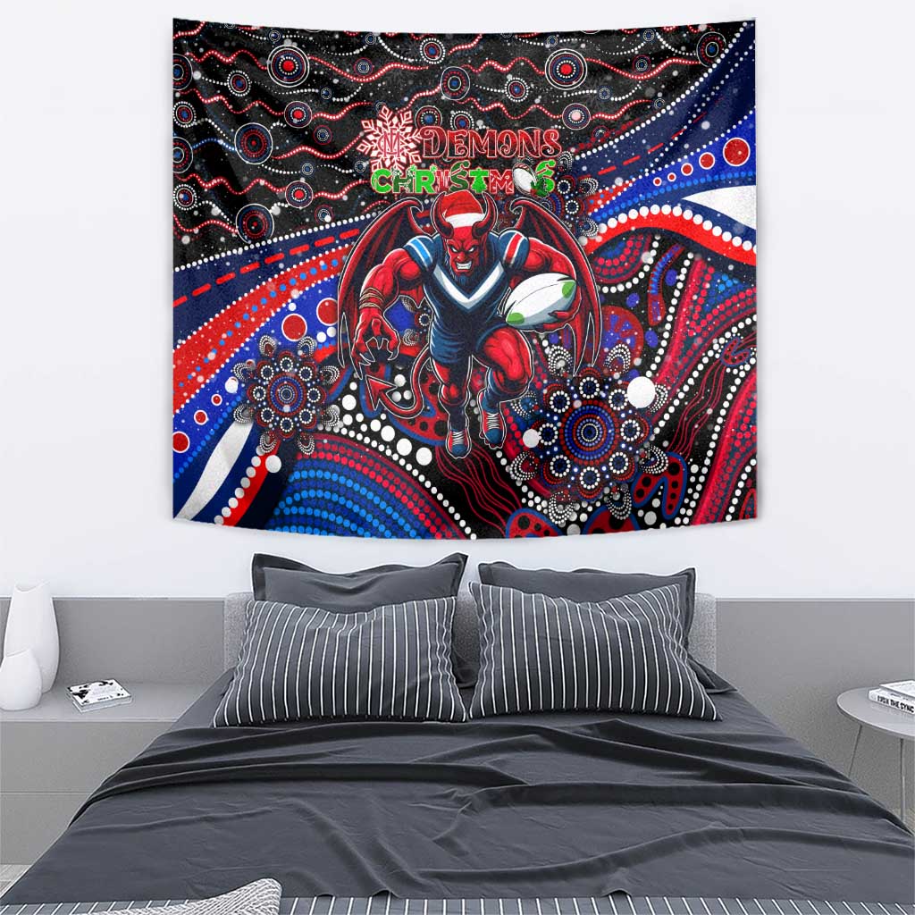 Merry Christmas AFL Demons Tapestry Aboriginal Santa Football Mascot - Vibe Hoodie Shop