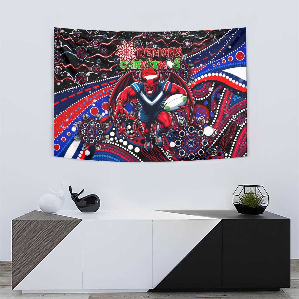 Merry Christmas AFL Demons Tapestry Aboriginal Santa Football Mascot - Vibe Hoodie Shop