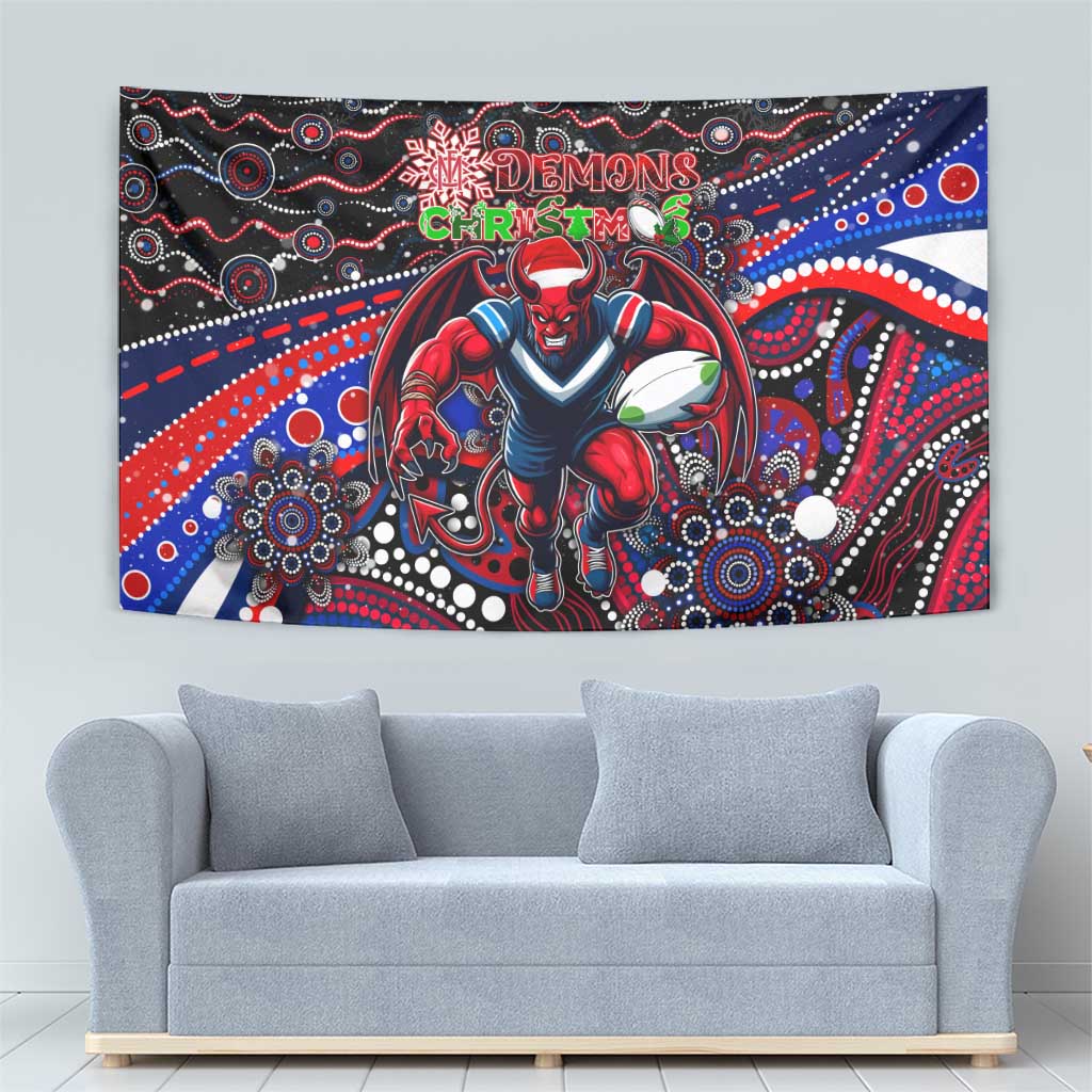 Merry Christmas AFL Demons Tapestry Aboriginal Santa Football Mascot - Vibe Hoodie Shop