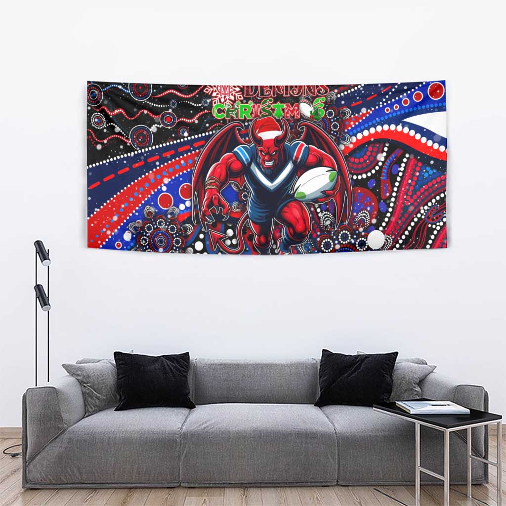 Merry Christmas AFL Demons Tapestry Aboriginal Santa Football Mascot - Vibe Hoodie Shop