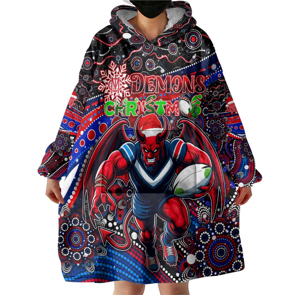 Merry Christmas AFL Demons Wearable Blanket Hoodie Aboriginal Santa Football Mascot - Vibe Hoodie Shop