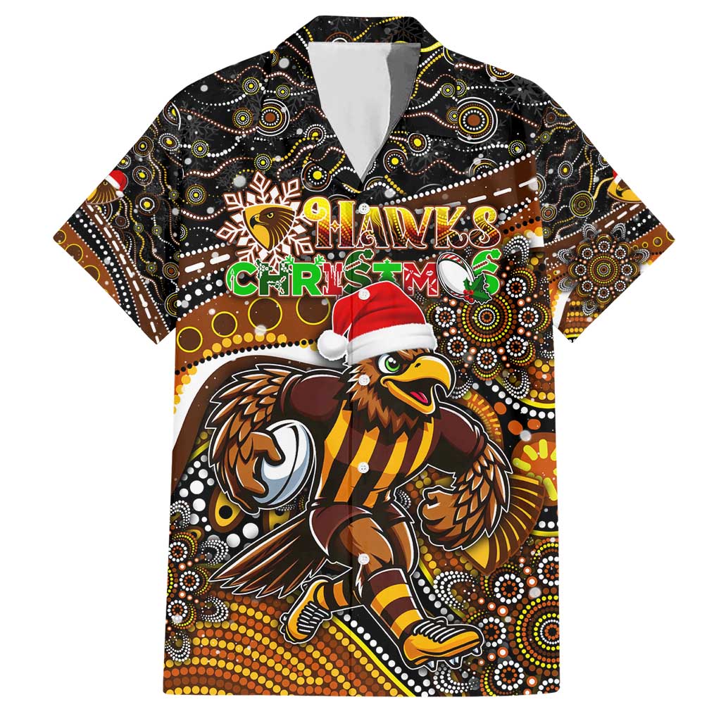 Merry Christmas AFL Hawks Hawaiian Shirt Aboriginal Santa Football Mascot - Vibe Hoodie Shop