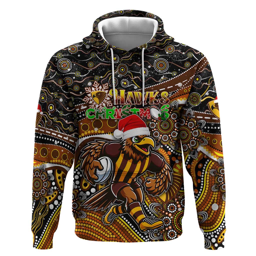 Merry Christmas AFL Hawks Hoodie Aboriginal Santa Football Mascot - Vibe Hoodie Shop