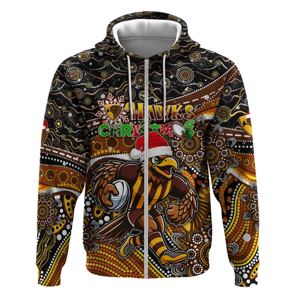 Merry Christmas AFL Hawks Hoodie Aboriginal Santa Football Mascot - Vibe Hoodie Shop