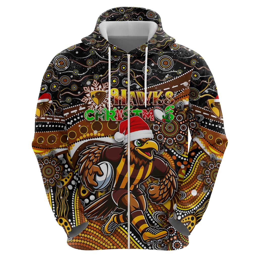 Merry Christmas AFL Hawks Hoodie Aboriginal Santa Football Mascot - Vibe Hoodie Shop