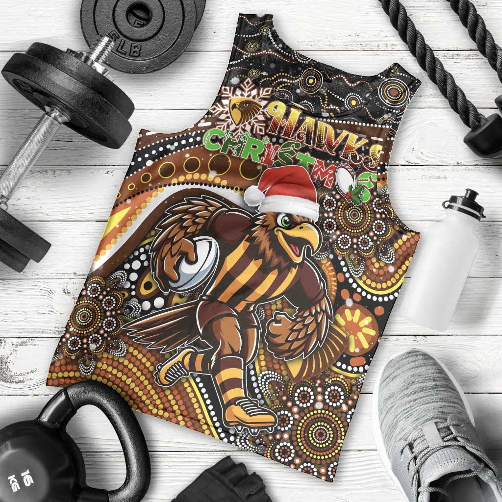 Merry Christmas AFL Hawks Men Tank Top Aboriginal Santa Football Mascot - Vibe Hoodie Shop