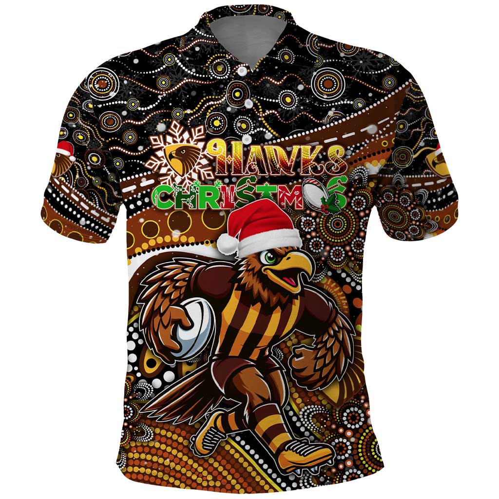 Merry Christmas AFL Hawks Polo Shirt Aboriginal Santa Football Mascot - Vibe Hoodie Shop