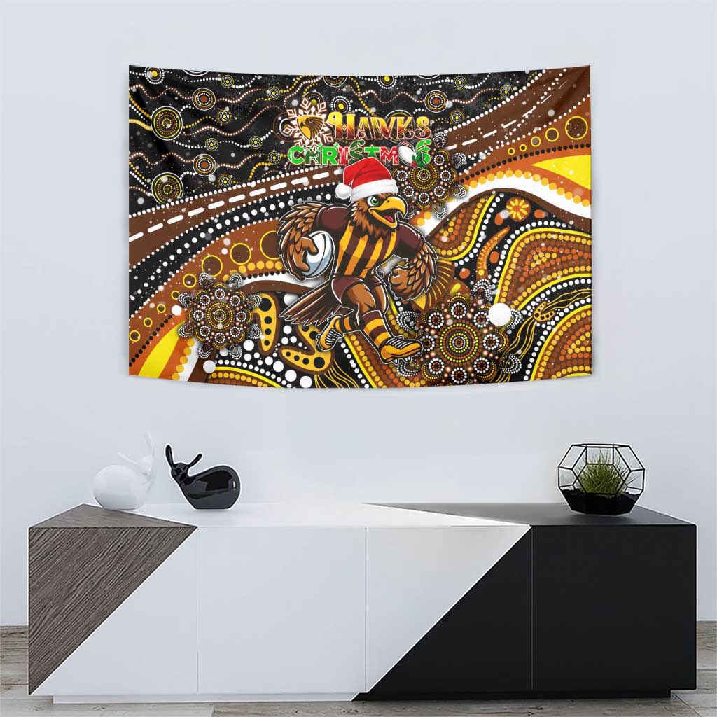 Merry Christmas AFL Hawks Tapestry Aboriginal Santa Football Mascot - Vibe Hoodie Shop
