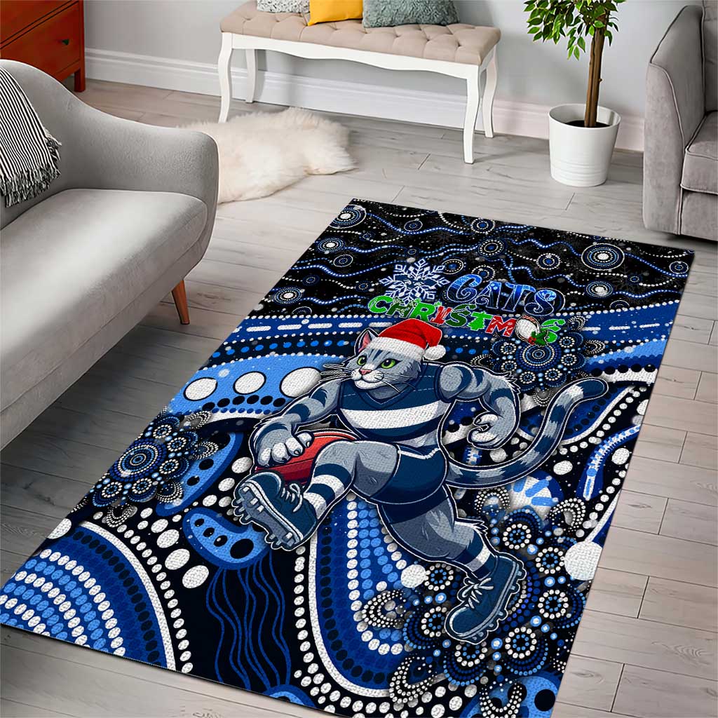 Merry Christmas AFL Cats Area Rug Aboriginal Santa Football Mascot - Vibe Hoodie Shop