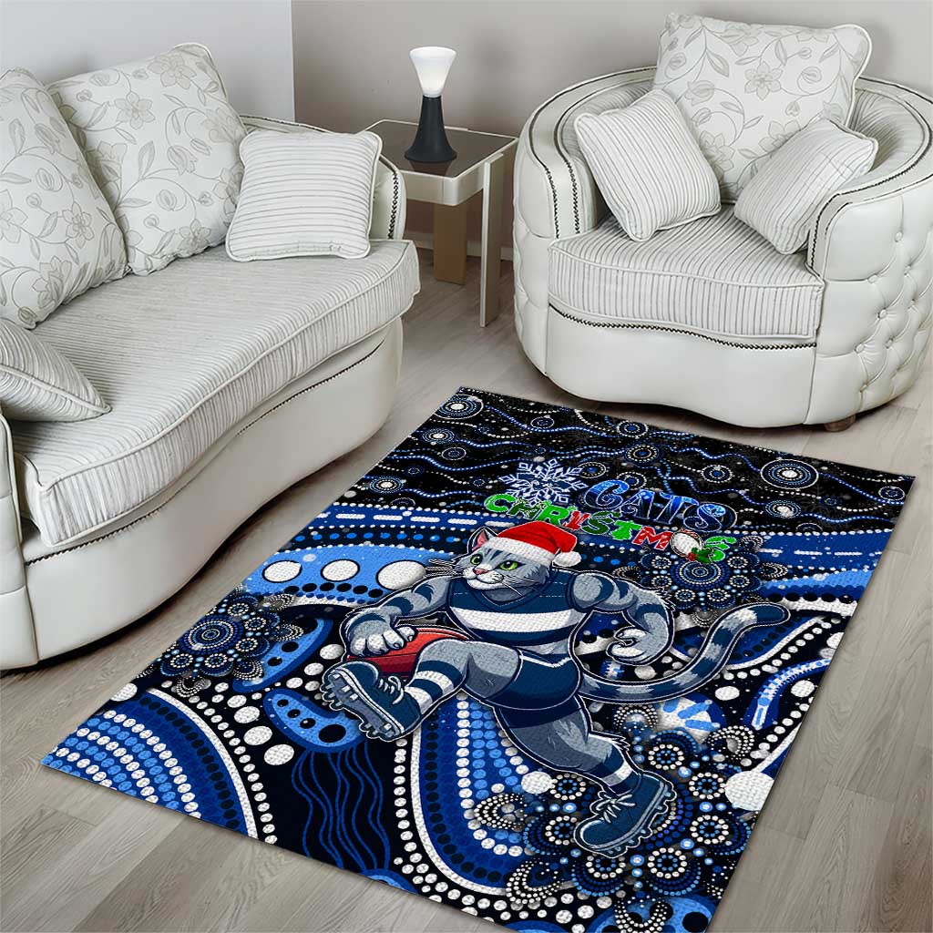 Merry Christmas AFL Cats Area Rug Aboriginal Santa Football Mascot - Vibe Hoodie Shop