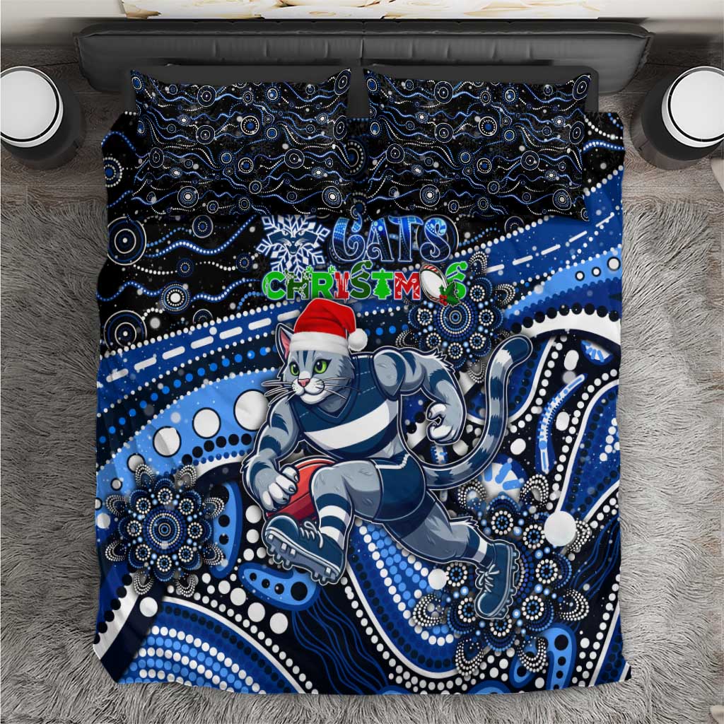 Merry Christmas AFL Cats Bedding Set Aboriginal Santa Football Mascot - Vibe Hoodie Shop