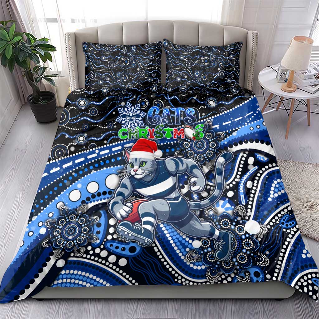 Merry Christmas AFL Cats Bedding Set Aboriginal Santa Football Mascot - Vibe Hoodie Shop