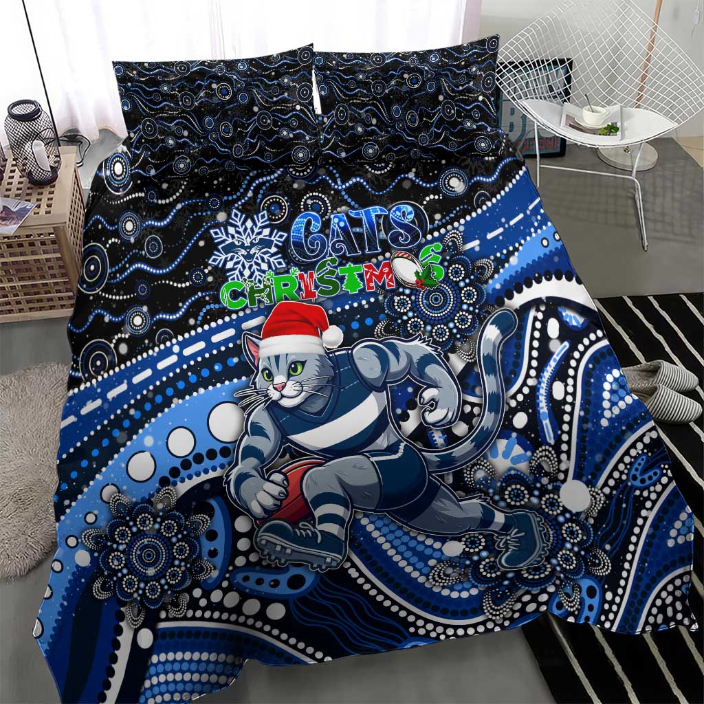 Merry Christmas AFL Cats Bedding Set Aboriginal Santa Football Mascot - Vibe Hoodie Shop