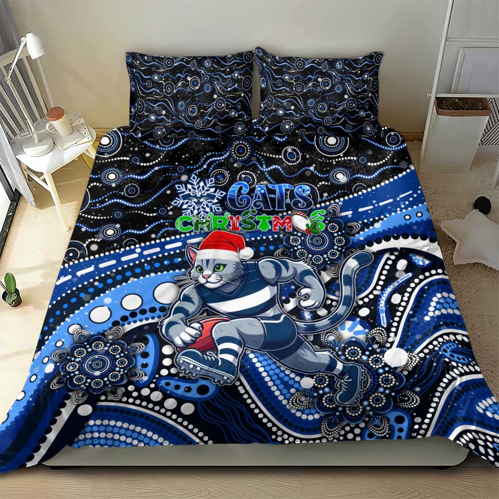 Merry Christmas AFL Cats Bedding Set Aboriginal Santa Football Mascot - Vibe Hoodie Shop