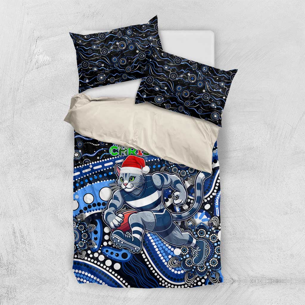 Merry Christmas AFL Cats Bedding Set Aboriginal Santa Football Mascot - Vibe Hoodie Shop