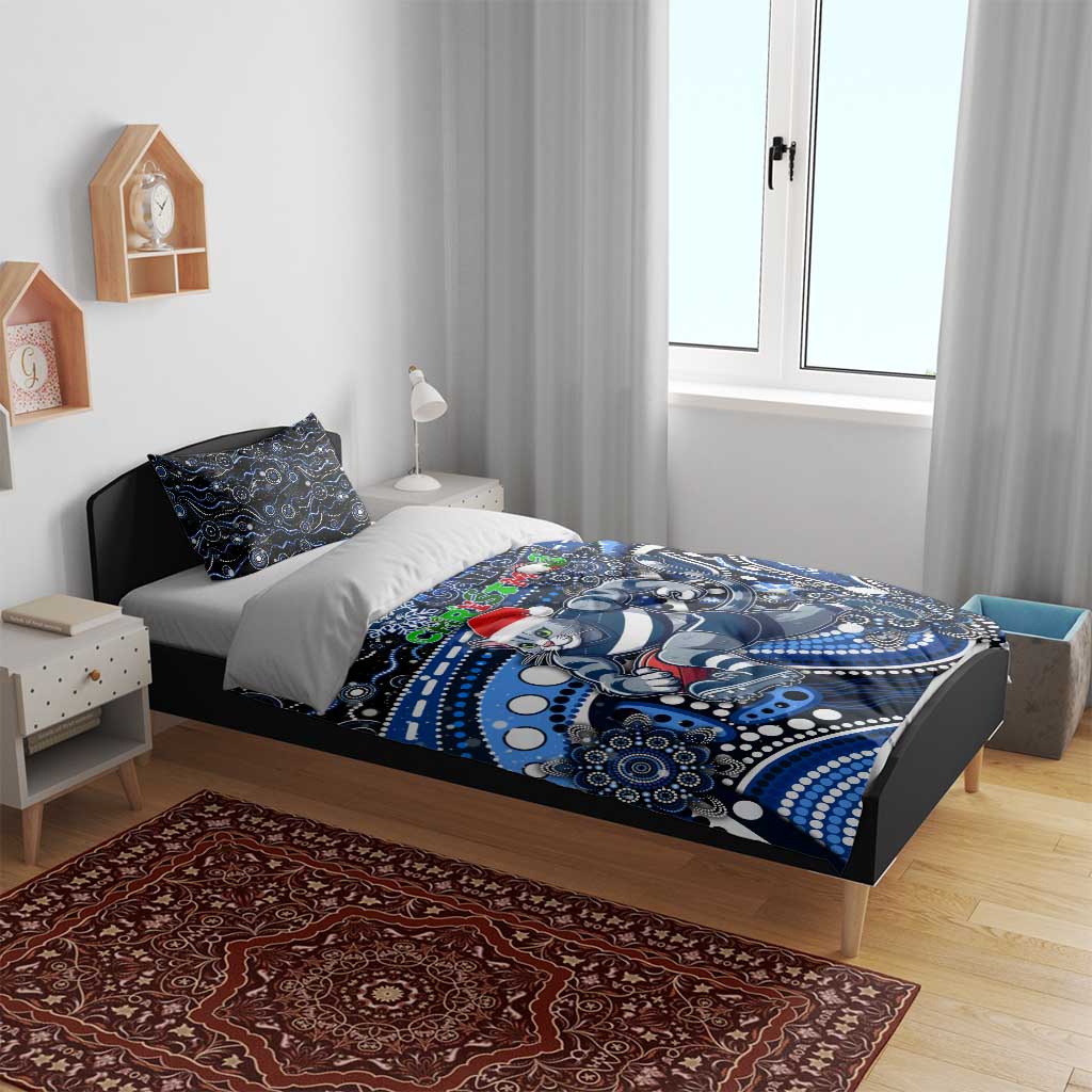 Merry Christmas AFL Cats Bedding Set Aboriginal Santa Football Mascot - Vibe Hoodie Shop
