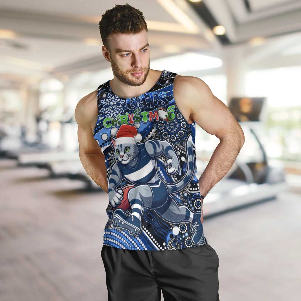 Merry Christmas AFL Cats Men Tank Top Aboriginal Santa Football Mascot - Vibe Hoodie Shop