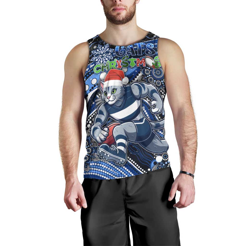 Merry Christmas AFL Cats Men Tank Top Aboriginal Santa Football Mascot - Vibe Hoodie Shop