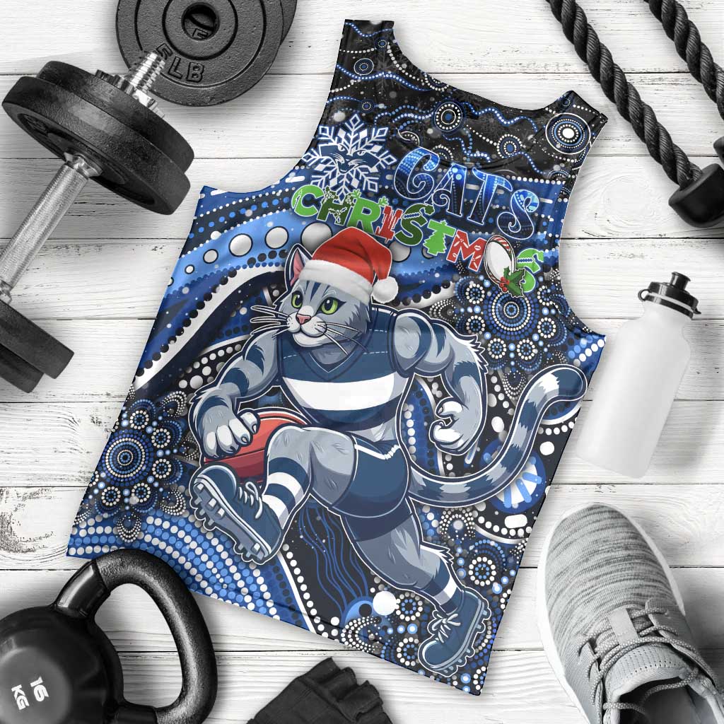 Merry Christmas AFL Cats Men Tank Top Aboriginal Santa Football Mascot - Vibe Hoodie Shop