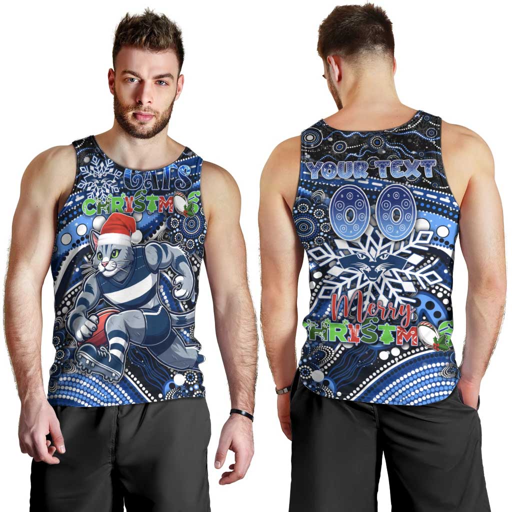 Merry Christmas AFL Cats Men Tank Top Aboriginal Santa Football Mascot - Vibe Hoodie Shop