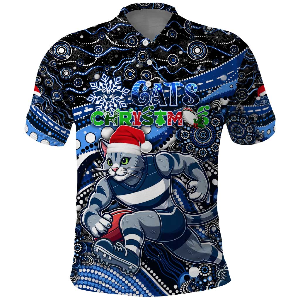 Merry Christmas AFL Cats Polo Shirt Aboriginal Santa Football Mascot - Vibe Hoodie Shop