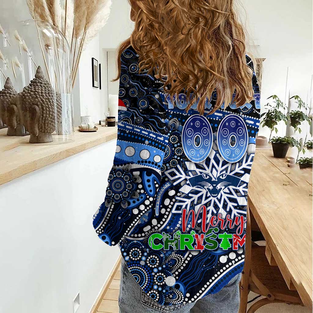 Merry Christmas AFL Cats Women Casual Shirt Aboriginal Santa Football Mascot - Vibe Hoodie Shop