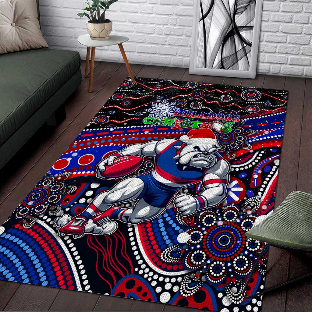 Merry Christmas AFL Bulldogs Area Rug Aboriginal Santa Football Mascot - Vibe Hoodie Shop