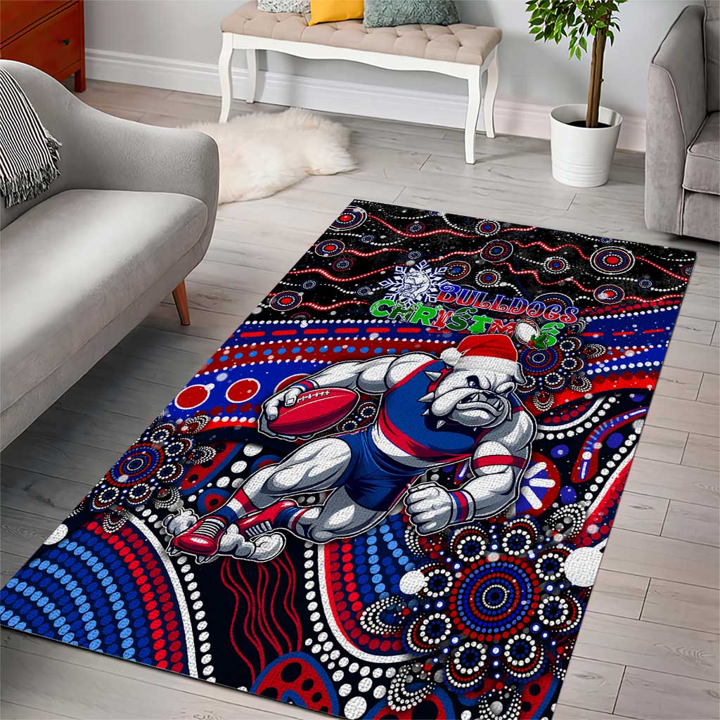 Merry Christmas AFL Bulldogs Area Rug Aboriginal Santa Football Mascot - Vibe Hoodie Shop