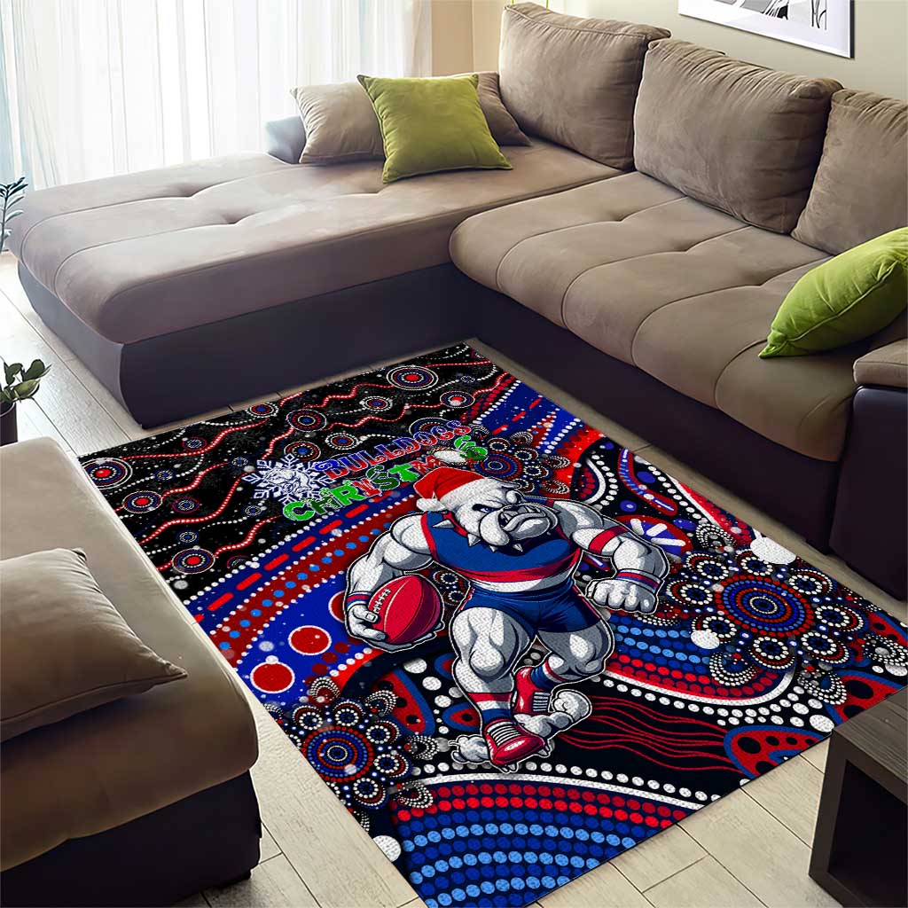 Merry Christmas AFL Bulldogs Area Rug Aboriginal Santa Football Mascot - Vibe Hoodie Shop