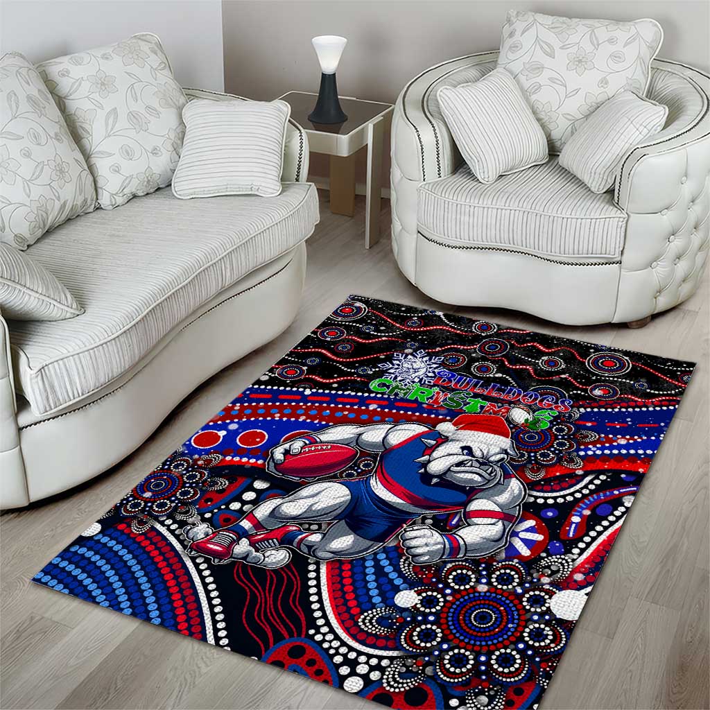 Merry Christmas AFL Bulldogs Area Rug Aboriginal Santa Football Mascot - Vibe Hoodie Shop