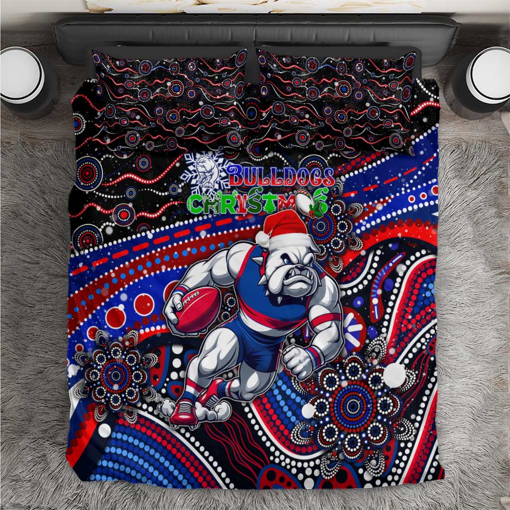 Merry Christmas AFL Bulldogs Bedding Set Aboriginal Santa Football Mascot - Vibe Hoodie Shop