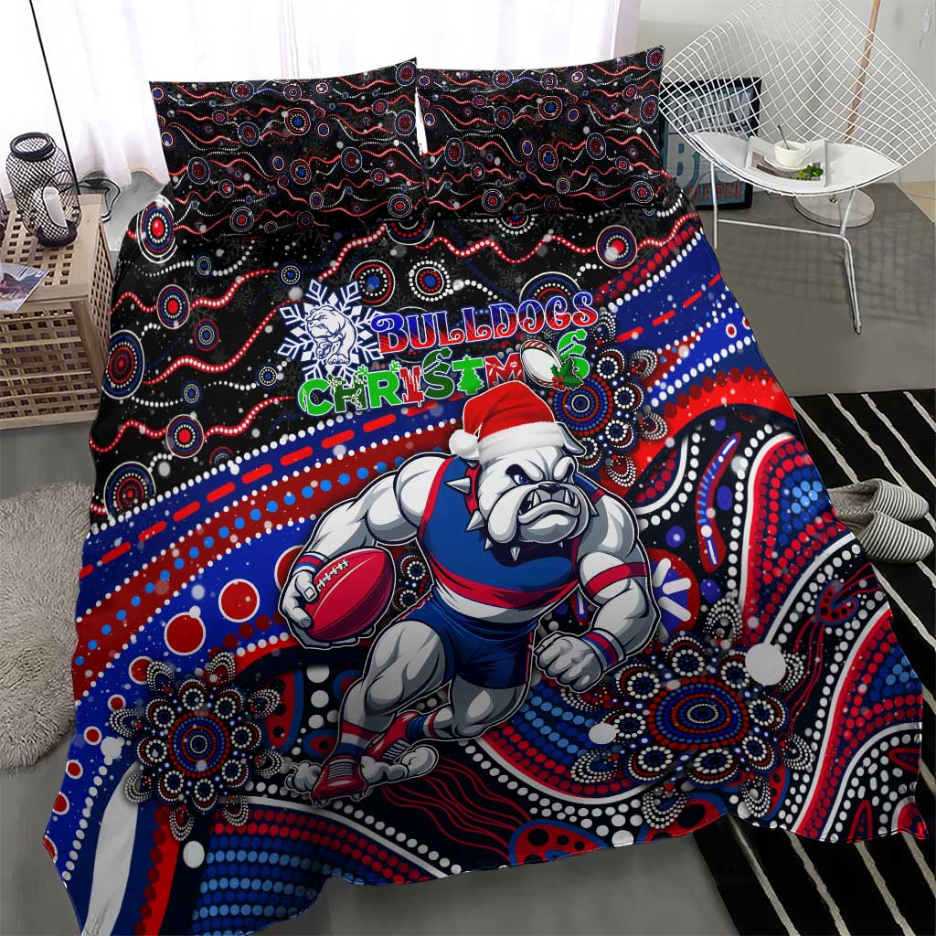 Merry Christmas AFL Bulldogs Bedding Set Aboriginal Santa Football Mascot - Vibe Hoodie Shop