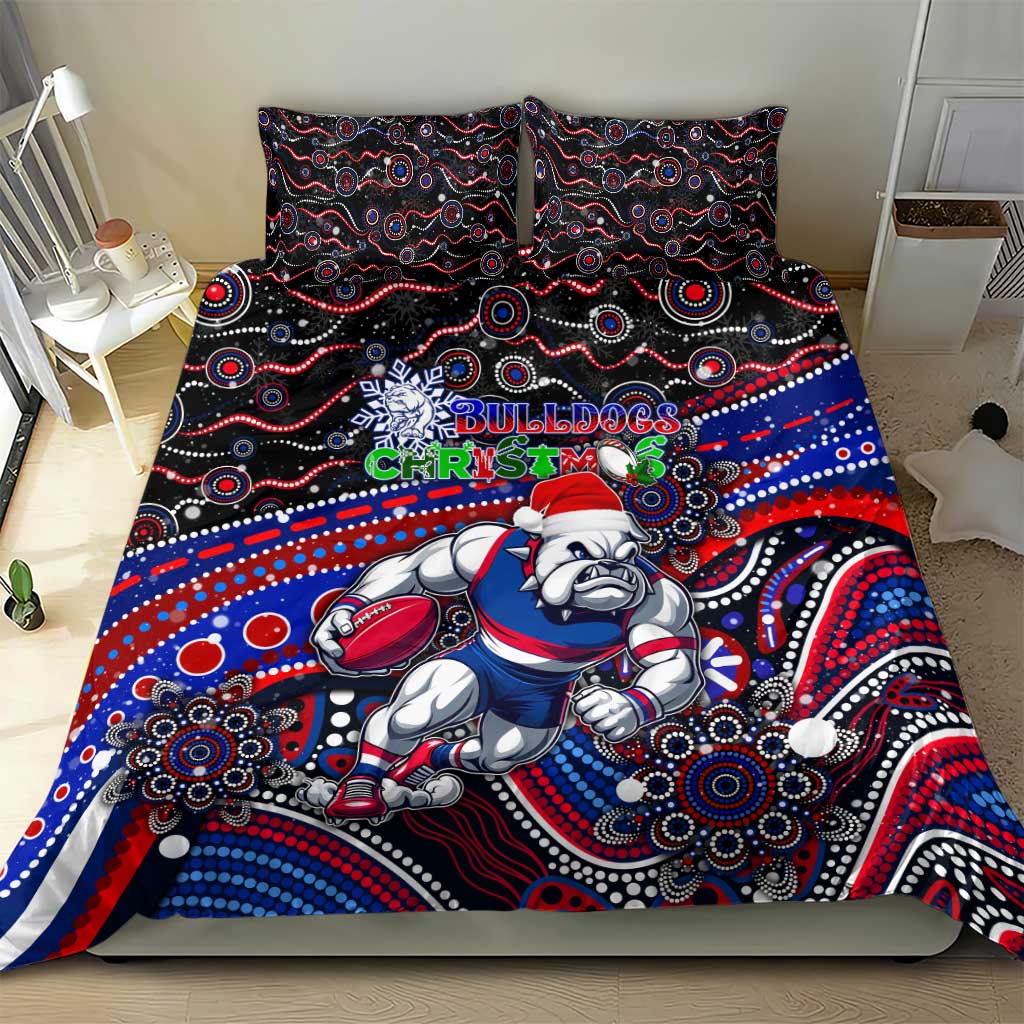 Merry Christmas AFL Bulldogs Bedding Set Aboriginal Santa Football Mascot - Vibe Hoodie Shop